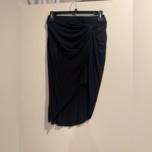 INC International Concepts Black Ruched Midi Skirt Small Twist Front